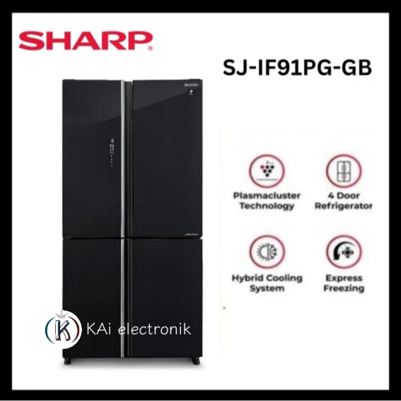 kulkas sharp SJ-IF91PG-GB black glass INVERTER