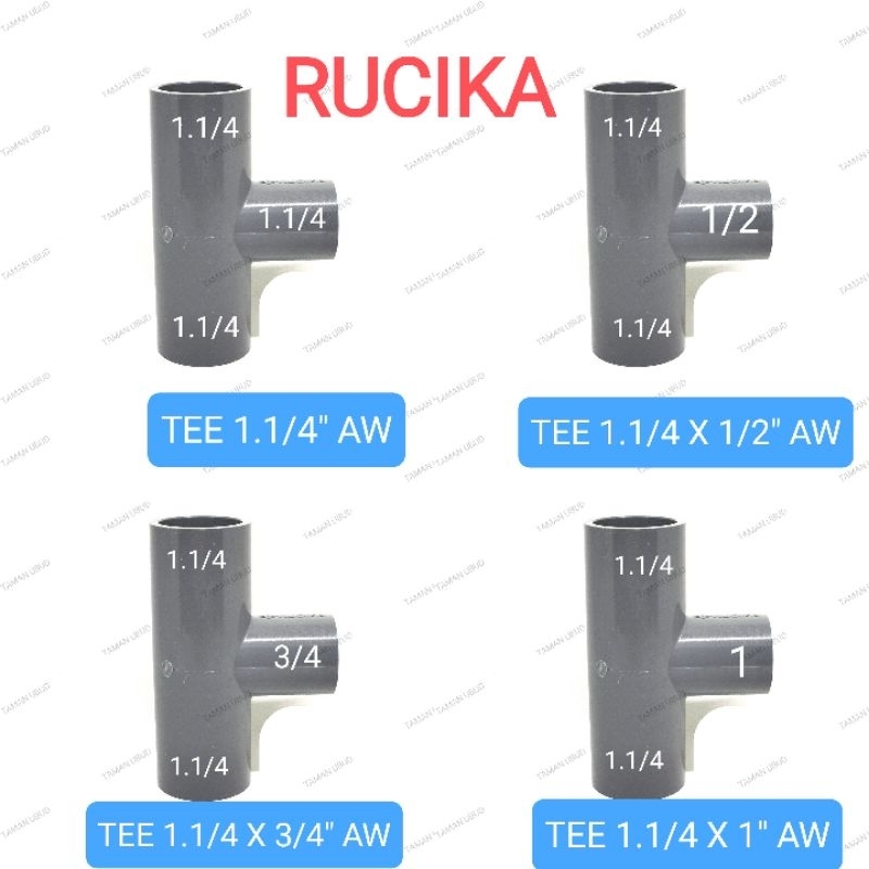 RUCIKA 1.1/4" AW TEE 1.1/4" X 1/2" AW / TEE 1.1/4" X 3/4" AW / TEE 1.1/4" X 1" AW