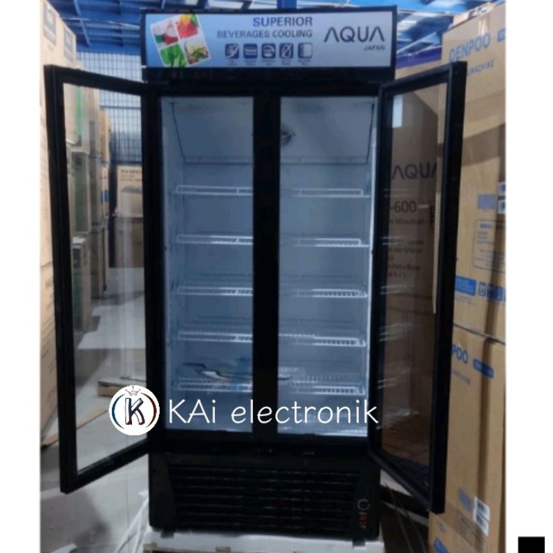 showcase AQUA 2 PINTU AQB600/610 garansi 7 tahun