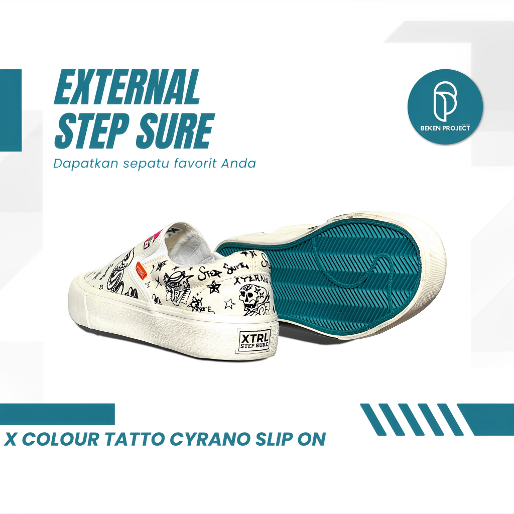 Xternal Step Sure - Sepatu Sneakers Slip On Unisex Pria Wanita Full Gambar X Colour Tatto Cyrano