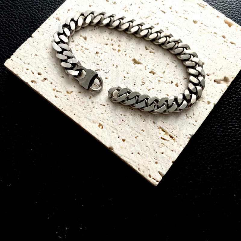 Gelang Pria Wanita Titanium Rantai Silver putih perak asli Rante cowok cewek keren anti karat laki l