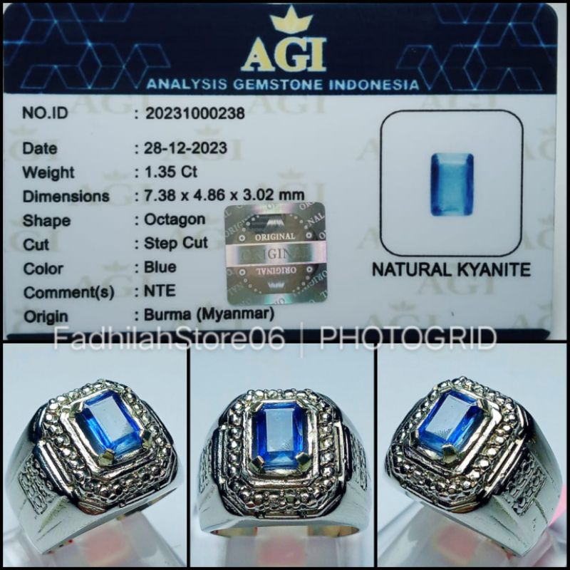 Natural Permata Blue Kyanite Octagon + Memo Lab