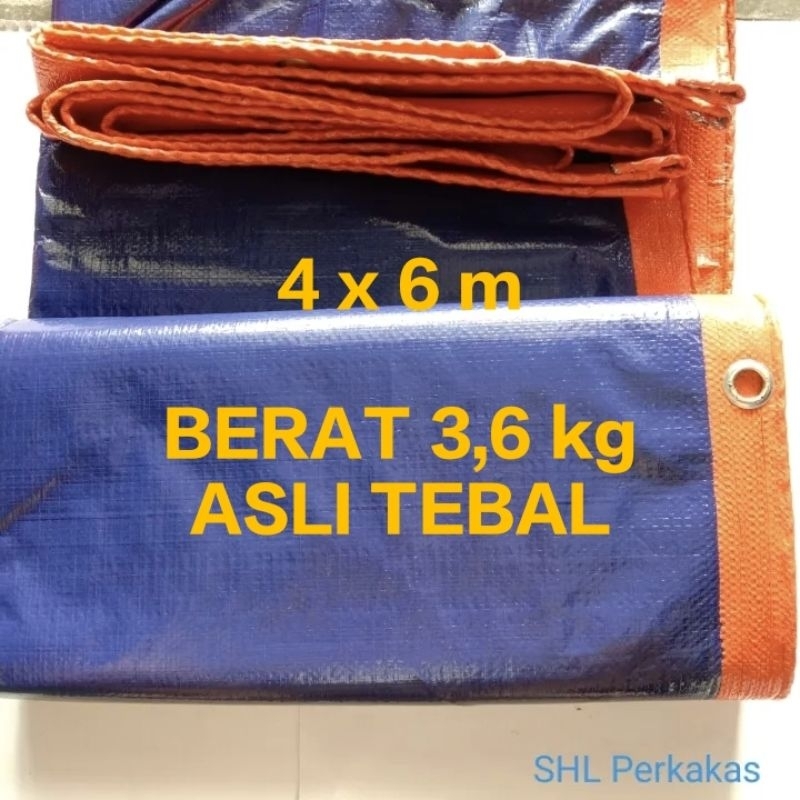 TERPAL KOREA TEBAL A8 UKURAN 4x6 METER BIRU ORANYE - TERPAL MOBIL - TERPAL WARUNG - TERPAL TENDA