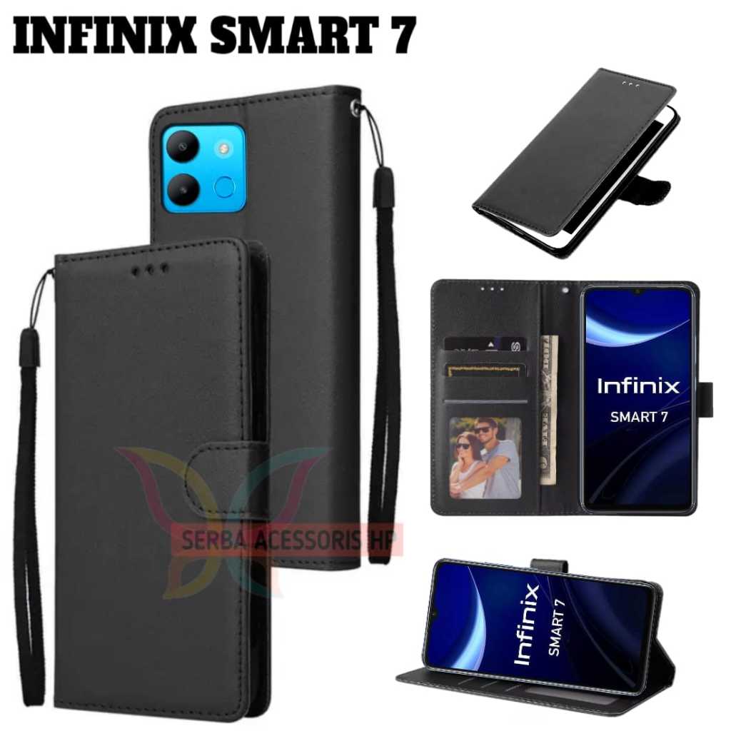 Case dompet INFINIX SMART 7 flip dompet kulit mewah sampul slot kartu