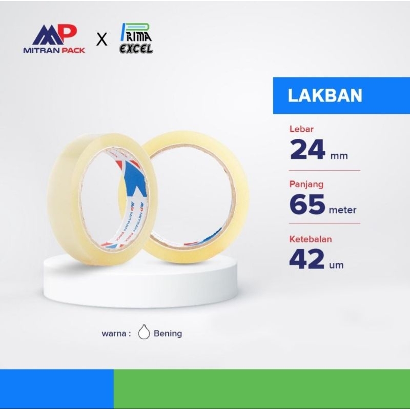 

Lakban 24 mm (1 inch) x 65 meter Mitran Pack 1 dus