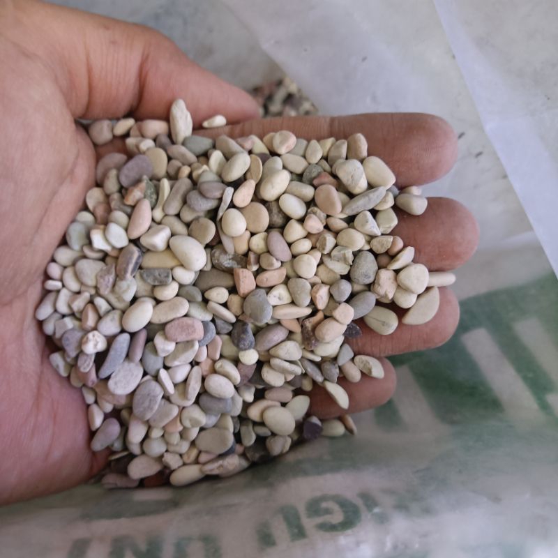 Hiasan Aquarium Batu Kerikil Pancawarna Putih Hitam 1kg