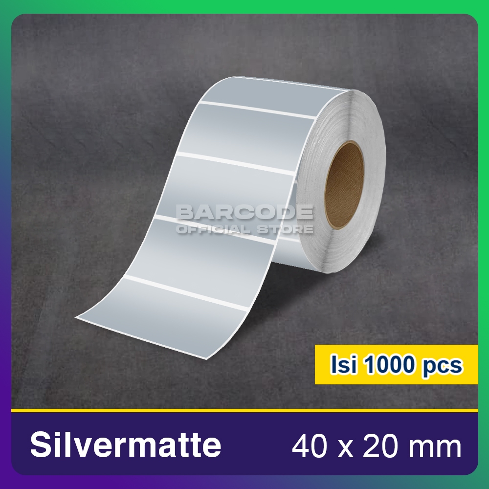 

Label Silver Matte 40x20mm 40x20 Stiker Barcode 40 x 20 mm Silvermate isi 1000 Pcs
