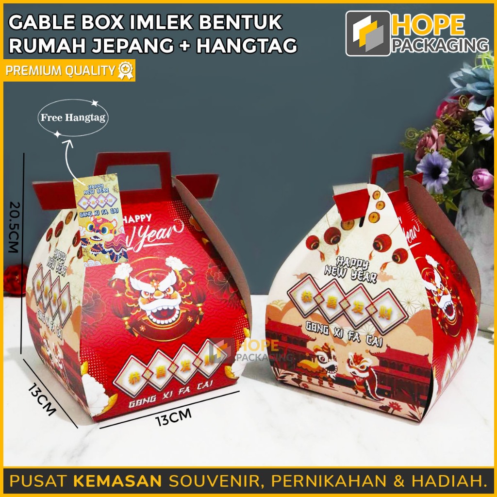 

Gable Box Imlek Bentuk Rumah Jepang / Box Kue Kering / Dus Imlek / Kotak Kue Keranjang / Souvenir Hampers CNY / Gift Box Chinnese New