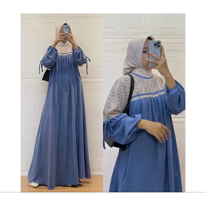 Gamis polos kombinasi burkat