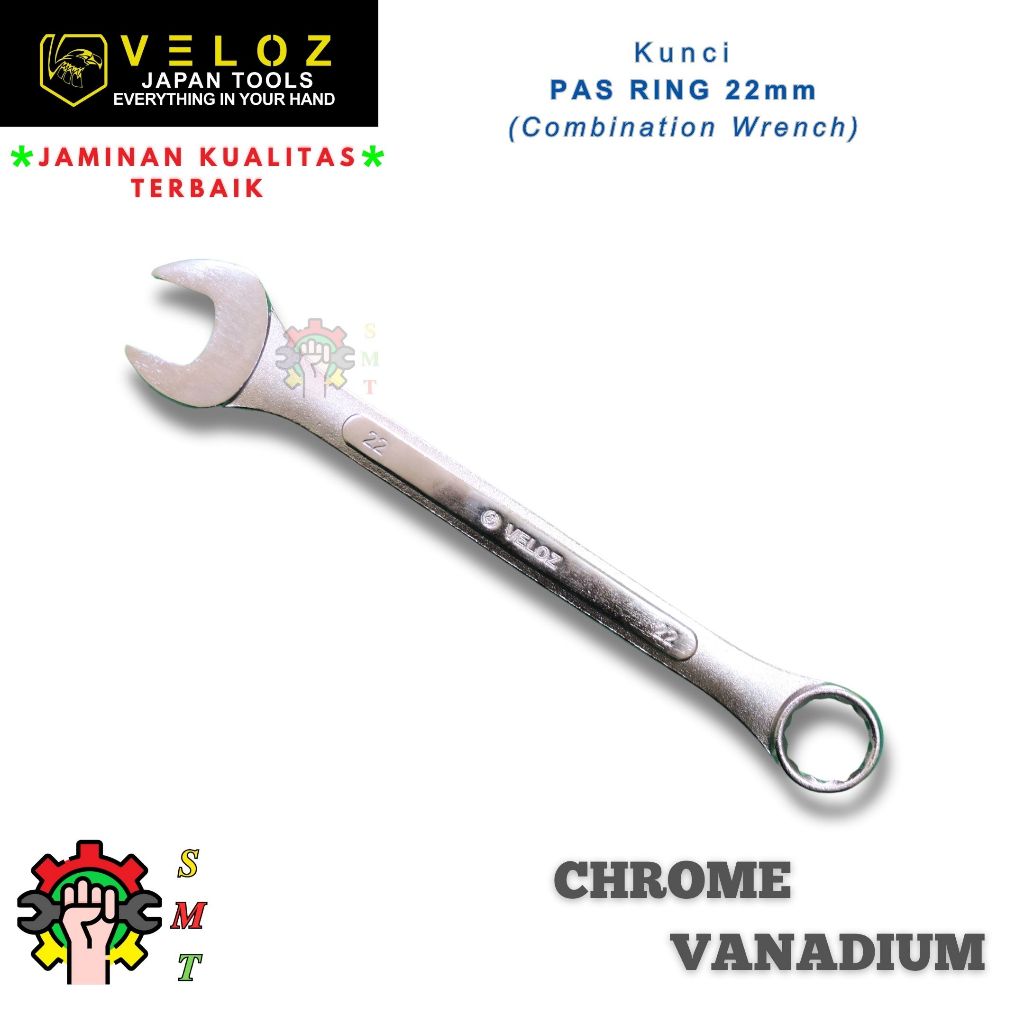 Kunci Pas Ring 22mm VELOZ / Kunci Ring Pas 22mm Chrome Vanadium Steel Veloz SMT Surabaya