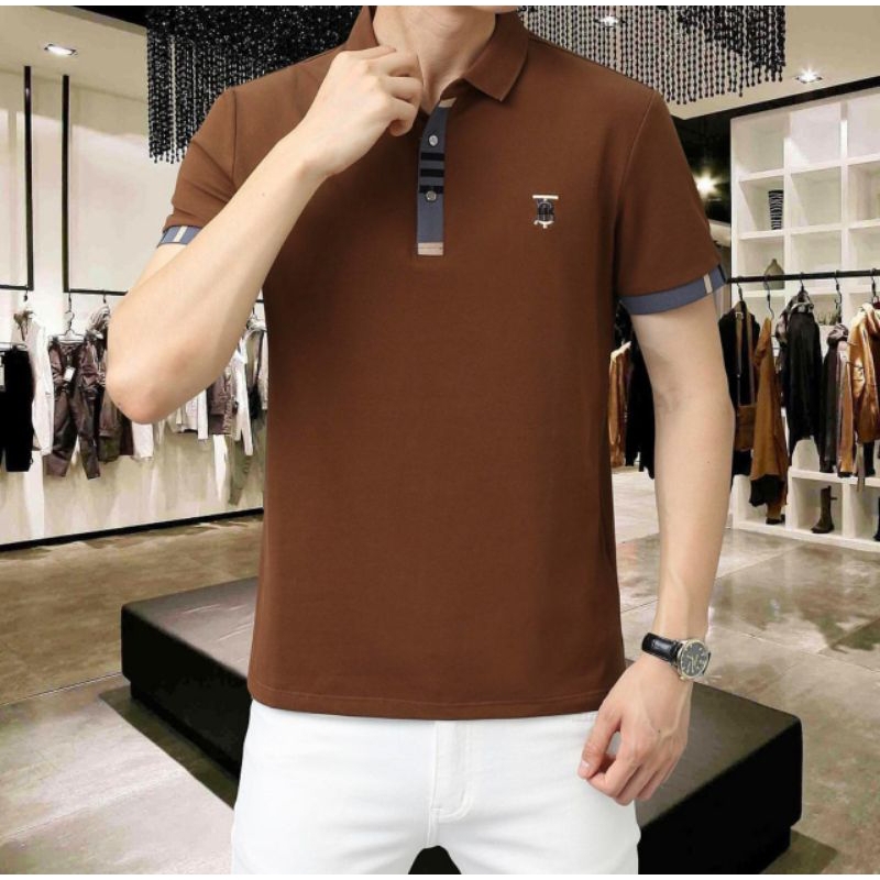 BAJU KAOS POLO PRIA BRANDED MQ BROWN MIRROR