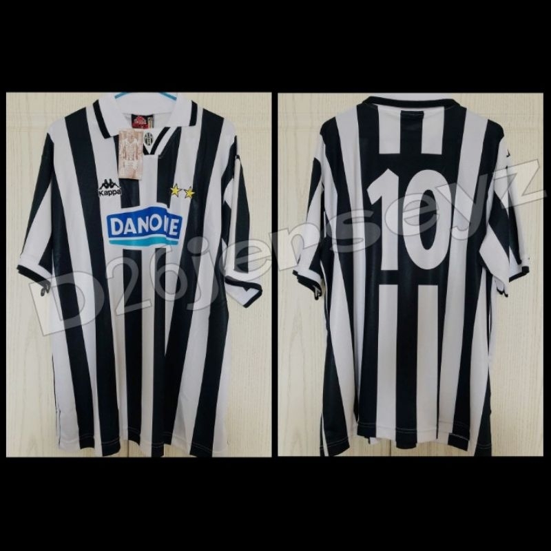 Jersey RETRO JuventusSs_ Home 1994 / 1995 + Cetak nomor Punggung Font RETRO DEL PIERO 10