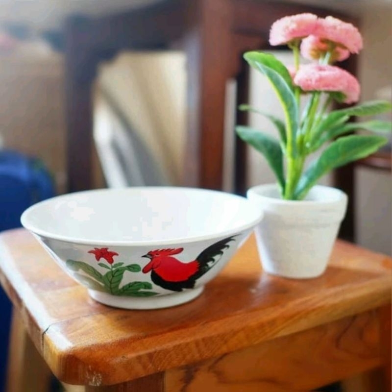 Mangkok Keramik Ayam Jago 6 Inch 16 CM Mangkok Bakso Mie Ayam Bakmi