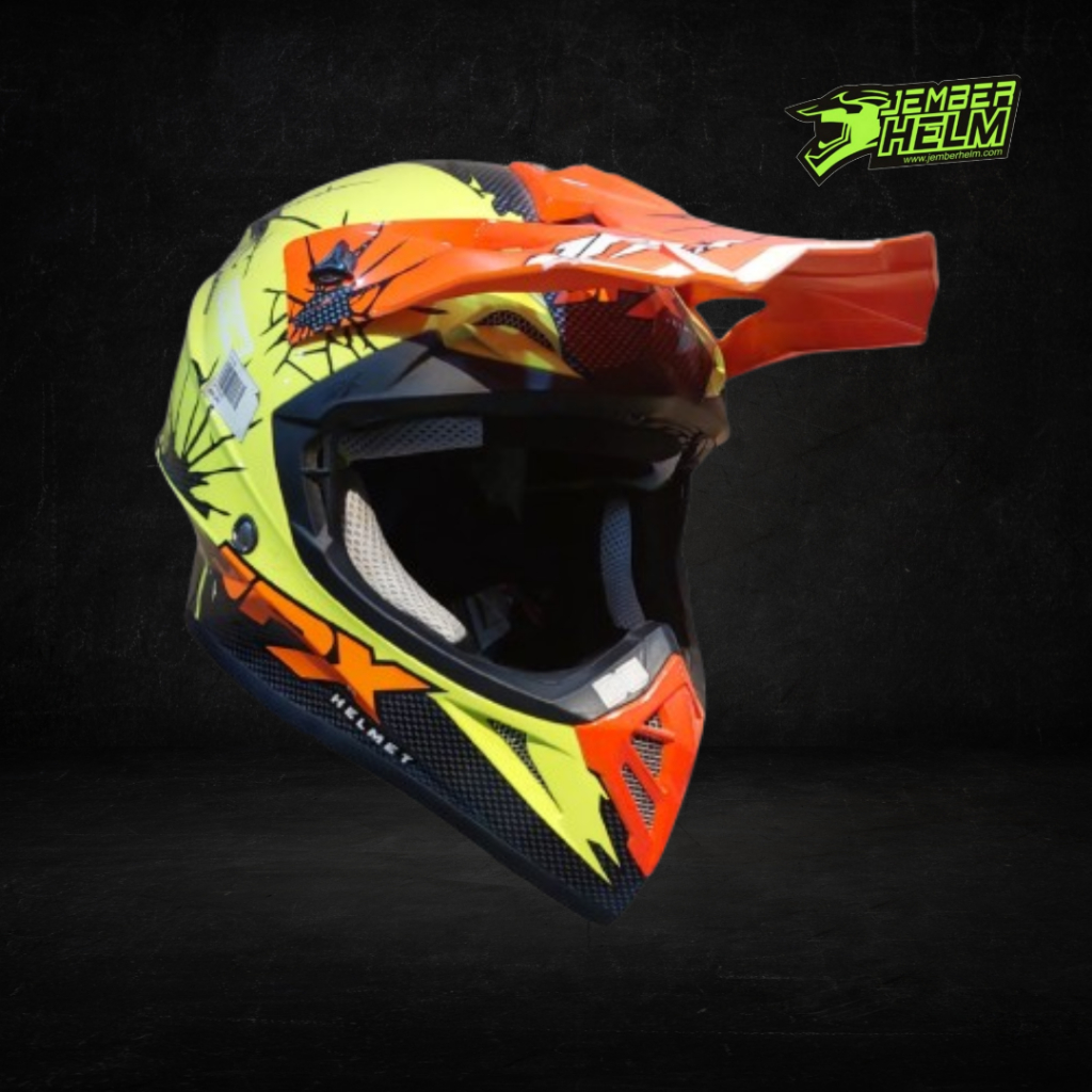 Helm Cross JPX X34 FOX 1 Motif Yellow Black Orange Glossy