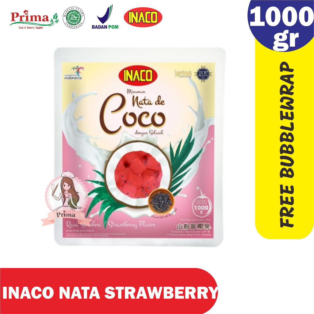 

Inaco nata de coco strawberry selasih 1kg