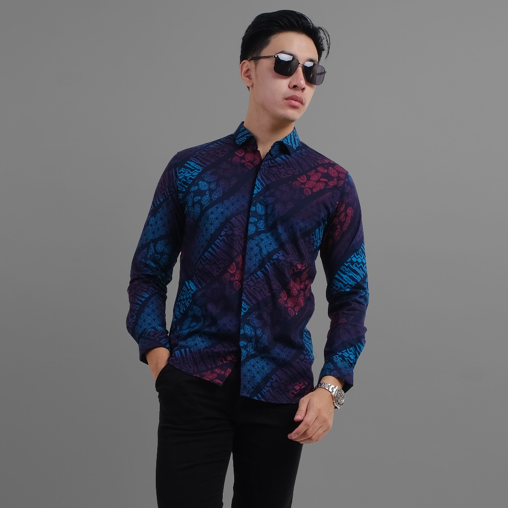 NEW DGM Fashion Kemeja Batik Songket Pria Batik Pria Lengan Panjang Batik Premium Batik Songket 002