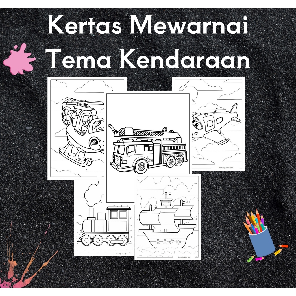 

Kertas Gambar Mewarnai Tema Kendaraan Bagian 1 Worksheet Coloring Paper
