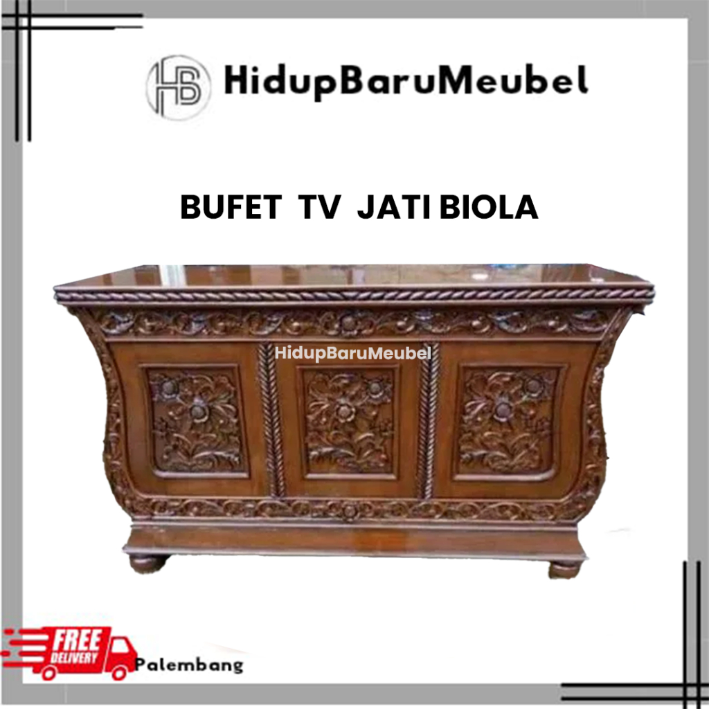 Bufet Jati Biola Jepara / Meja Bupet Biola / bupet tv kayu jati jepara