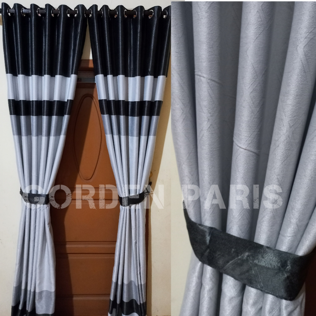 GORDEN JENDELA PINTU PANJANG PENDEK BLACKOUT IMPORT MOTIF MINIMALIS PELANGI 6 GELOMBANG 12 RING GORD