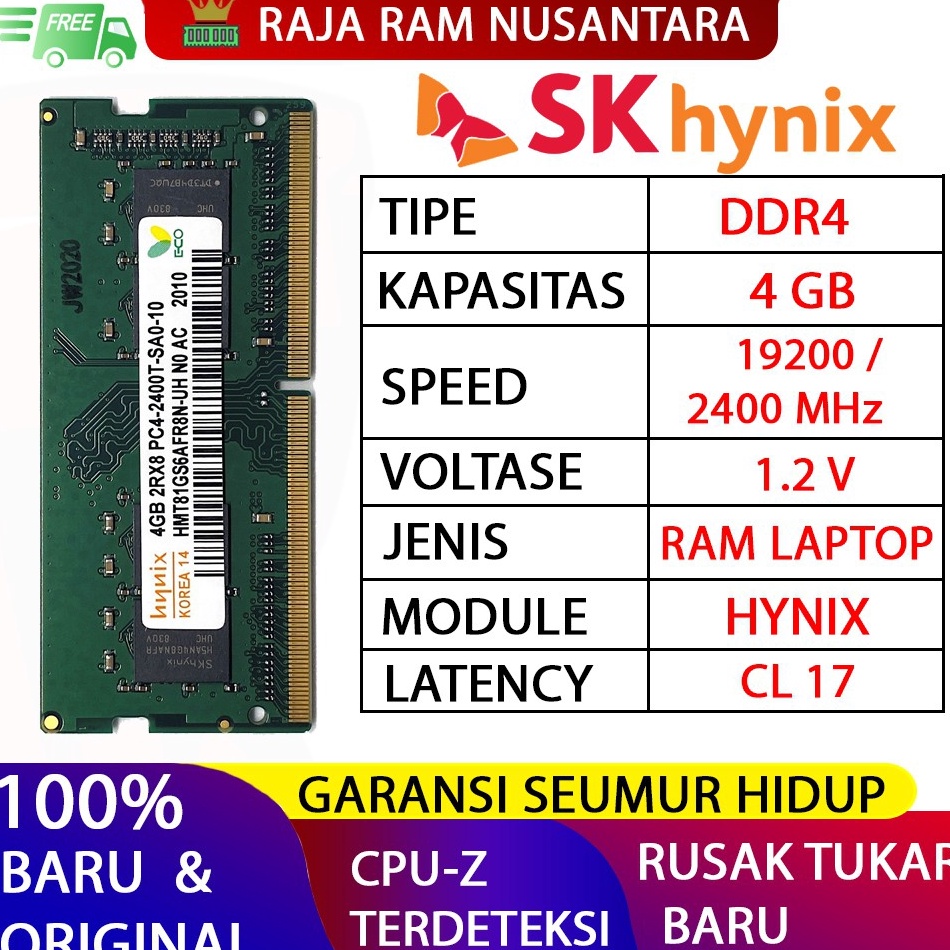 ART G33T RAM LAPTOP HYNIX DDR4 4GB 24 MHz 192 ORI GAMING RAM NB DDR4 4GB