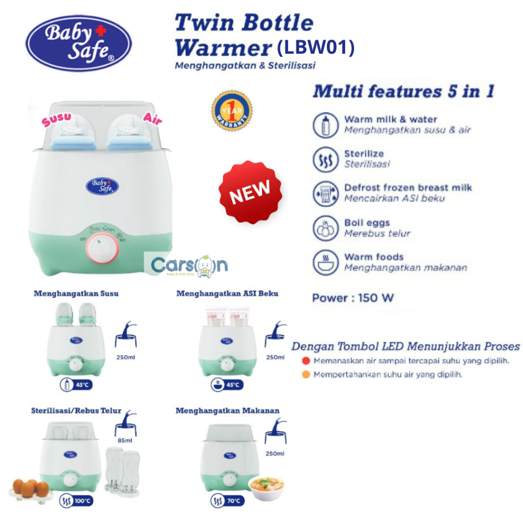 Baby Safe Twin Bottle Warmer Babysafe Alat Steril Botol Susu Bayi