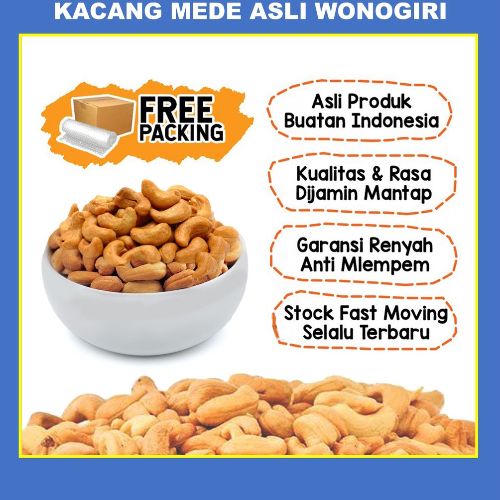 

KODE K12Y Kacang Mede Mete Matang Goreng Asli Wonogiri Netto 1 Gram