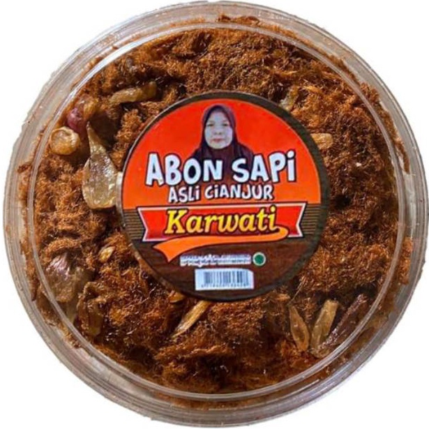 

KODE J27D Abon Sapi Karwati Asli Cianjur Kemasan Toples Bening 1gr