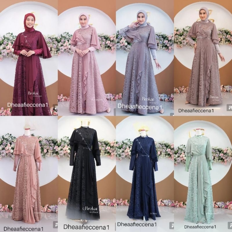 DHEA BOUTIQUE/ZAINIYAH BROKAT DRESS(BISA REQUEST SIZE) DHEAAFIECCENA1/DRESS MAXMARA BROKAT/DRESS PES