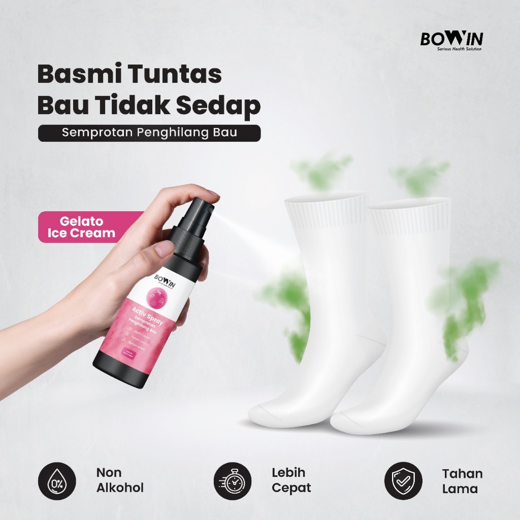 Bowin Activ Spray - Parfum Helm Motor/ Penghilang Bau Jaket & Parfum Sepatu. Semprotan Penghilang Bau & Bakteri Image 3