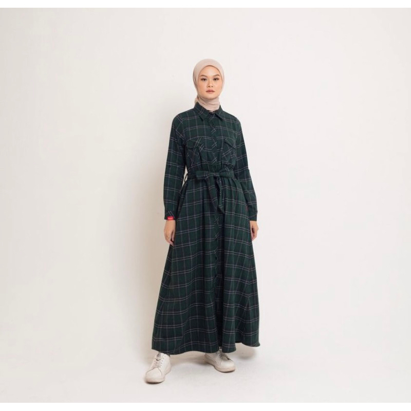 L dress flannel dauky gamis dauky