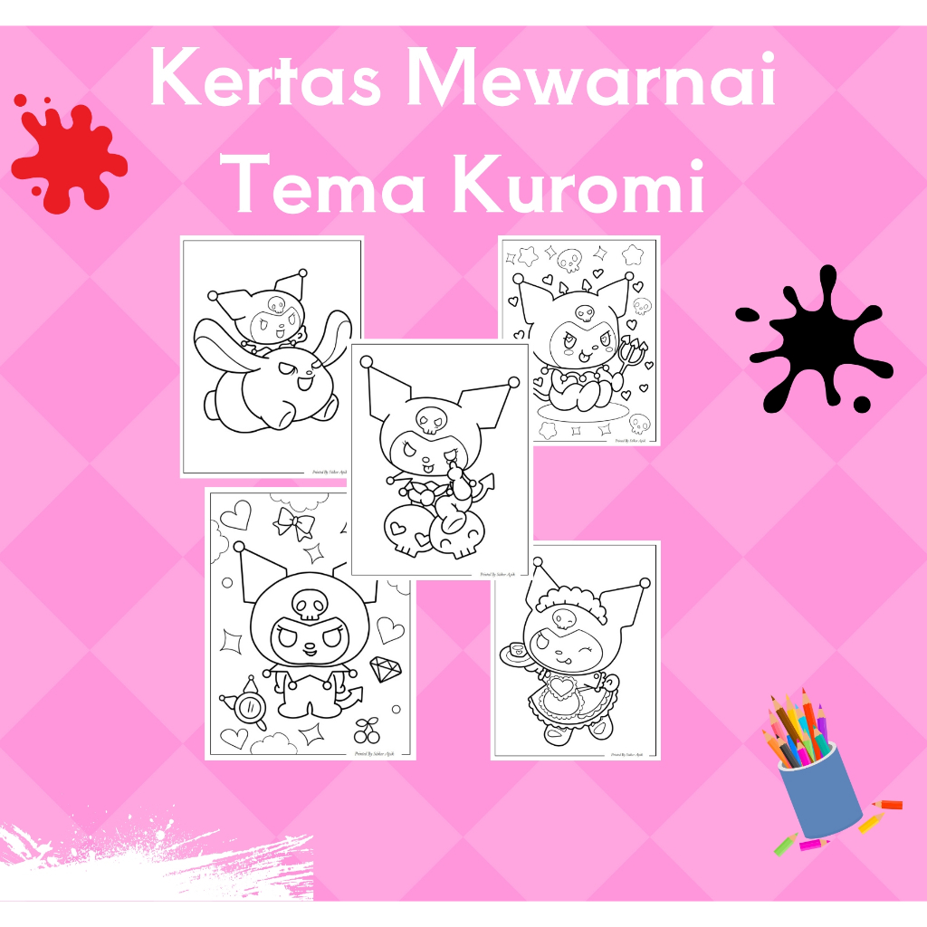 

Kertas Gambar Mewarnai Tema Kuromi Worksheet Coloring Paper