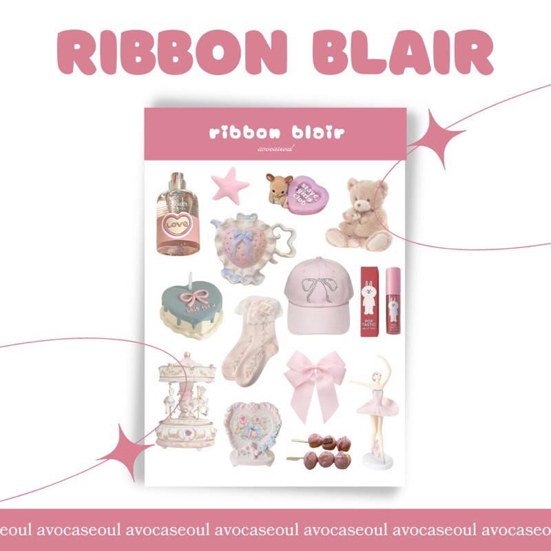 

sticker sheet ribbon blair coquette girl pink stiker pita aesthetic ins korea untuk dekorasi scrapbook, deco pola, journaling, phonecase, headphone, stiker lucu