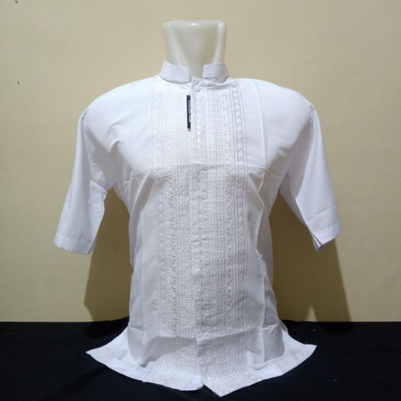 BAJU KOKO ERLITA LENGAN PENDEK POLOS PUTIH FULL KATUN