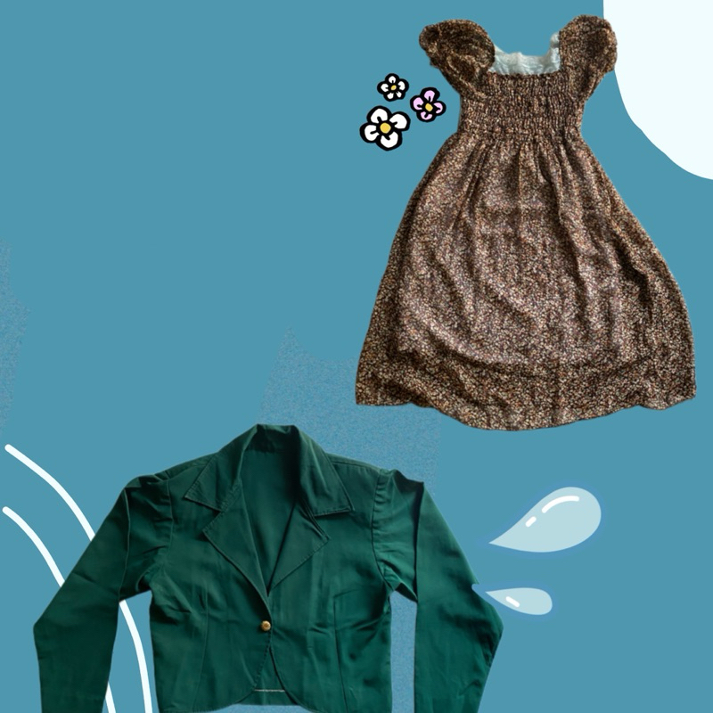 PRELOVED KEBAYA BLAZER SKIRT DRESS DENIM VINTAGE