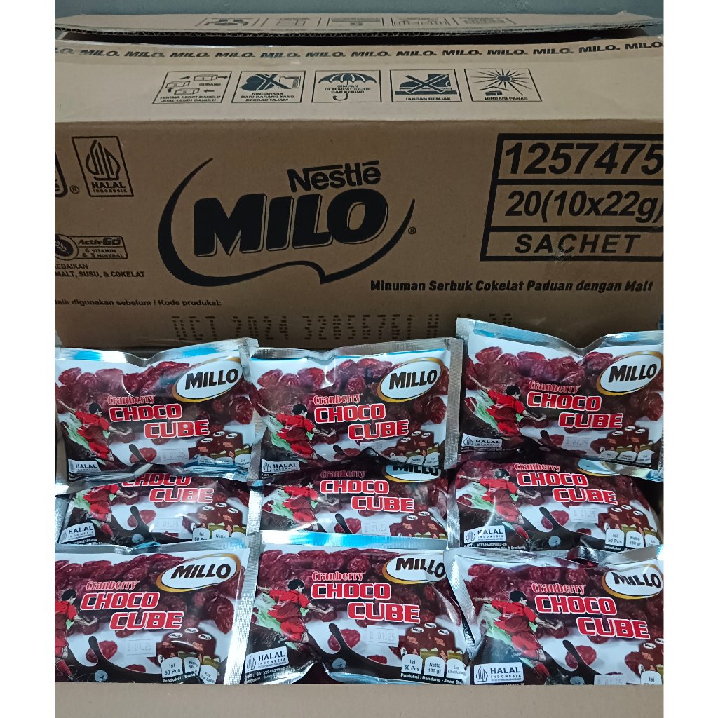 

Cranberry Milo / Millo Cube Lokal 1 Dus/Karton (Isi 40 Pack Per Pack Isi 50 Cube)