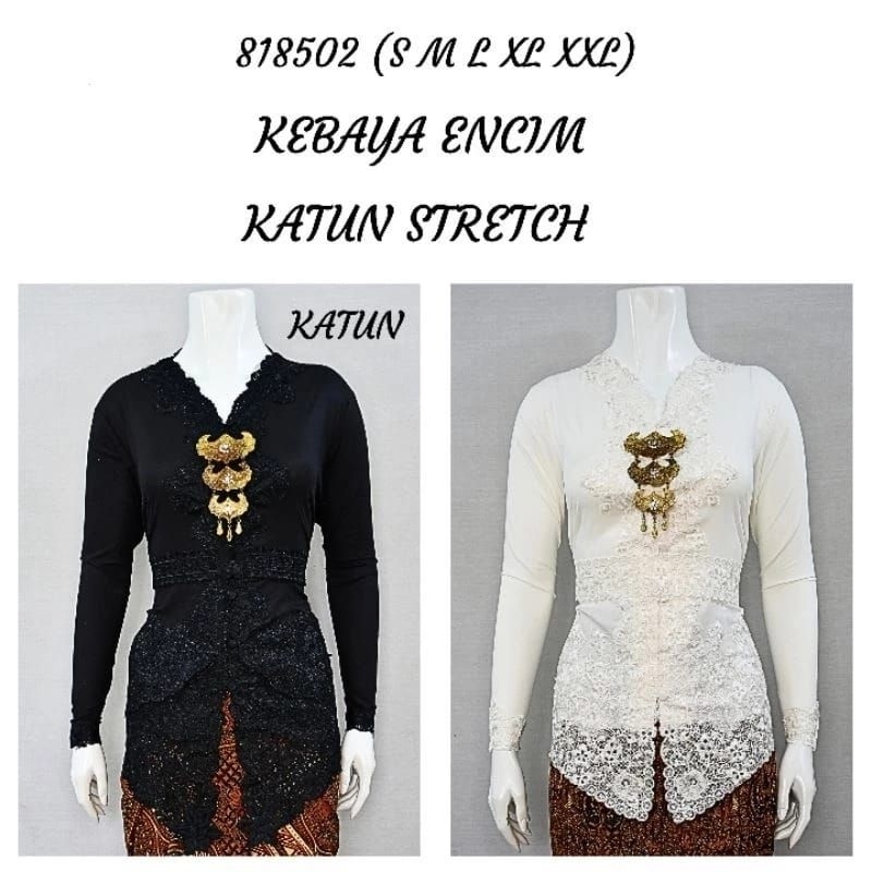 KEBAYA ENCIM BALI PUTIH BORDIR SENADA LENGAN PANJANG