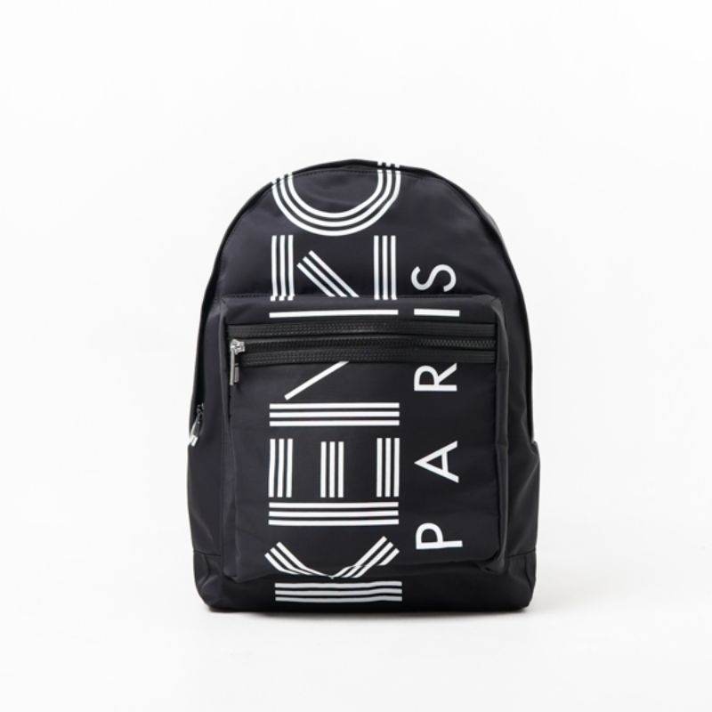 Tas Kenzo Paris Text White Black Backpack