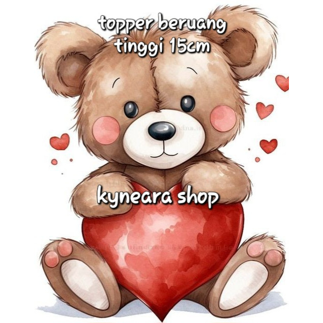 topper beruang love valentine