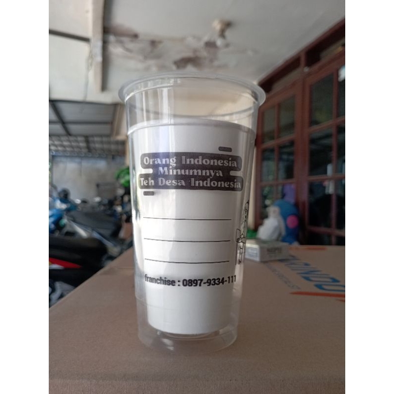 Printingcup plastik DATAR GO CUP 22oz  - 2 warna -free design - minim order @3.000 pcs