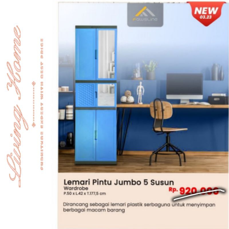 Lemari Plastik Pintu Jumbo 5 Susun FAWSLINE