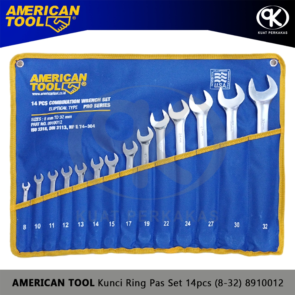 Kunci Ring Pas Set 14pcs 8-32mm AMERICAN TOOLS Wrench Set - 8910012