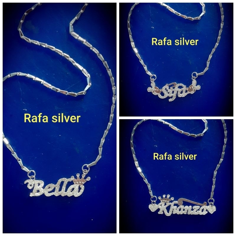 kalung nama padi anak & dewasa perak murni