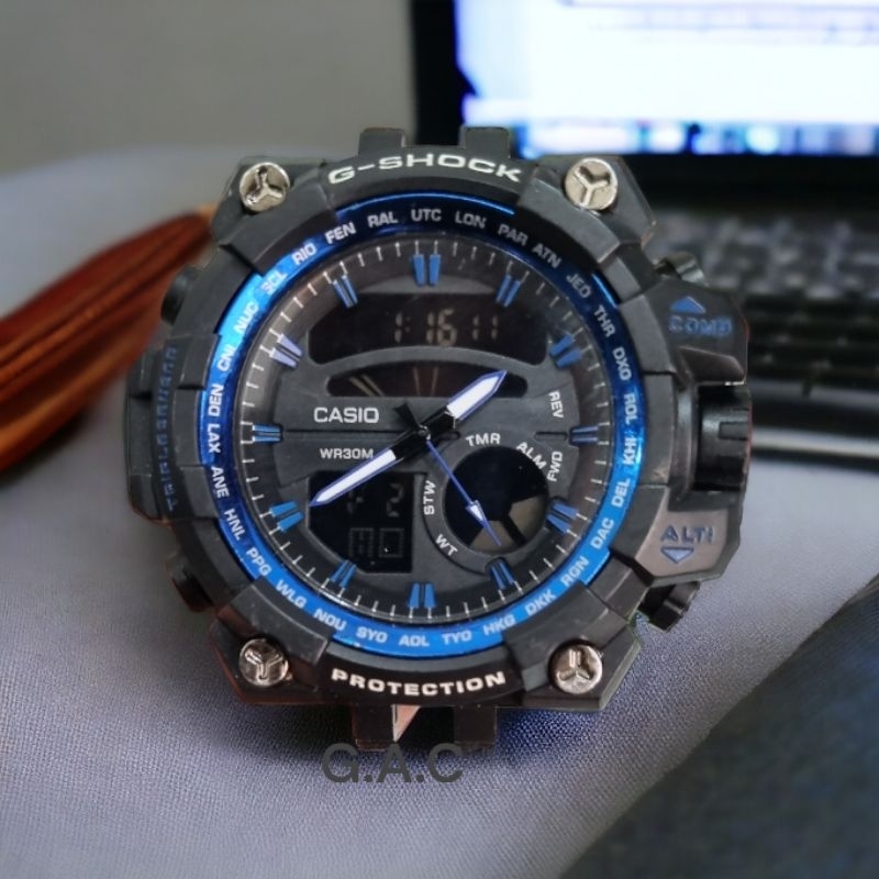 Jam tangan G_shok casio  WR 30 M dual time hanya kepala