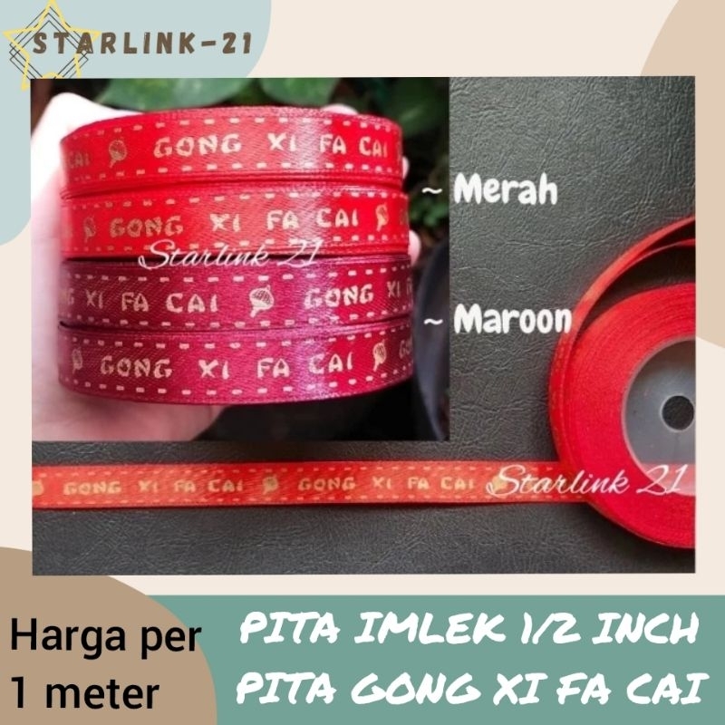 

[ECER] PITA IMLEK 1/2 INCH | Pita Satin Gong Xi Fa Cai