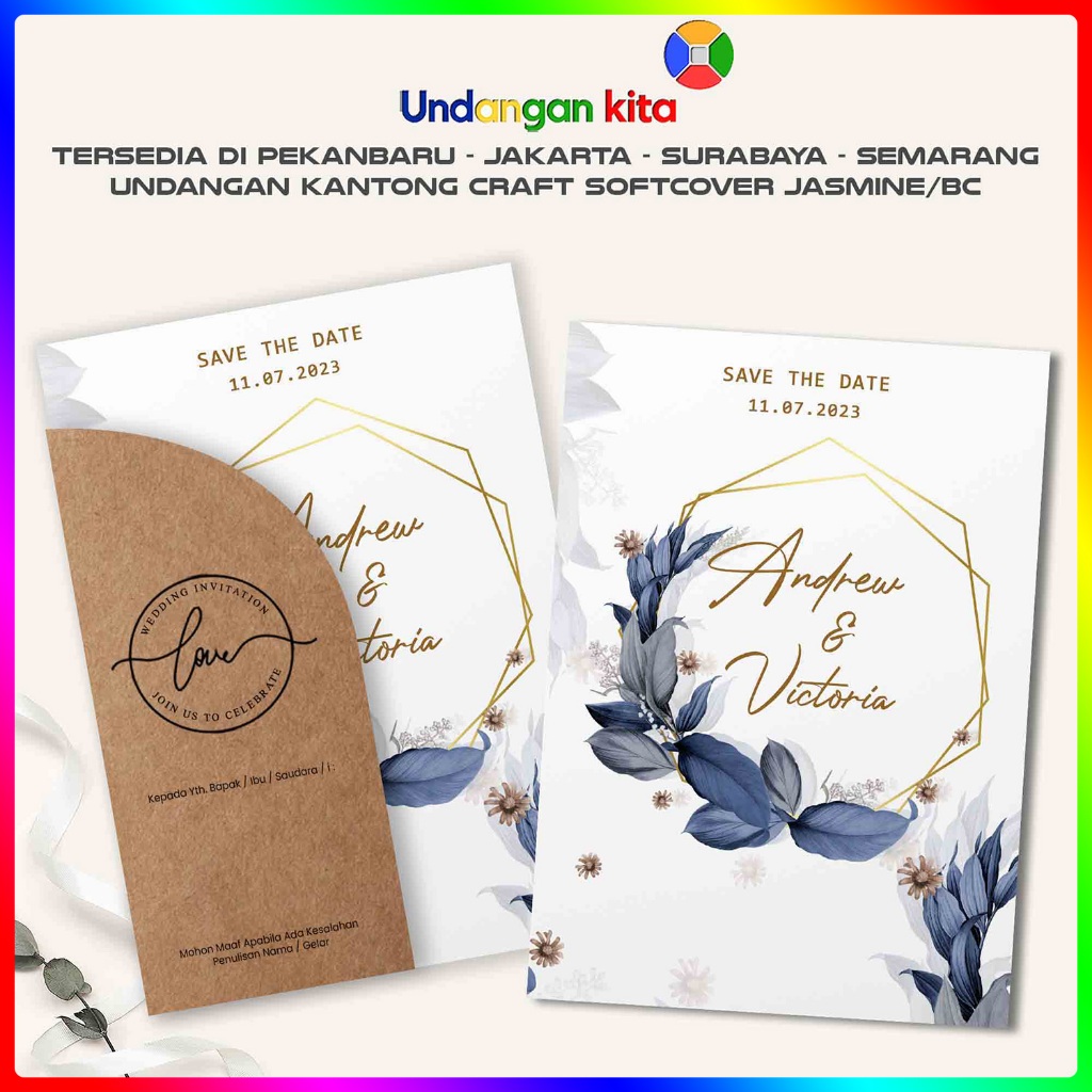 

Undangan Pernikahan Kantong Craft Jasmine Gliter Softcover Aethestic Elegan Undangan Kita Jakarta