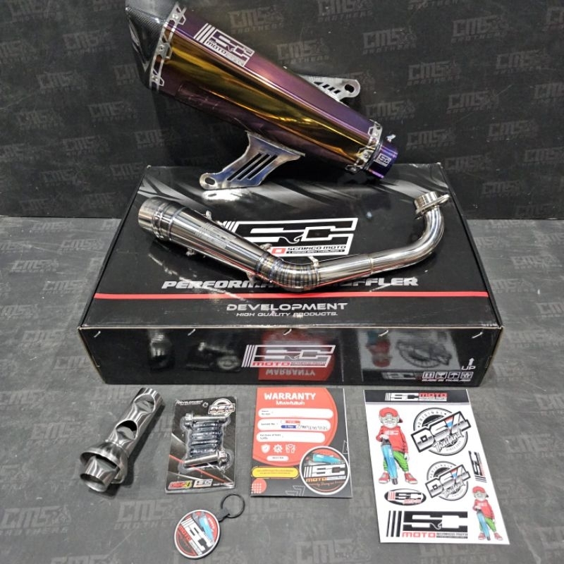 Knalpot Sc Moto Titanium Purple Twotone End Cup Carbon Xmax 250 New