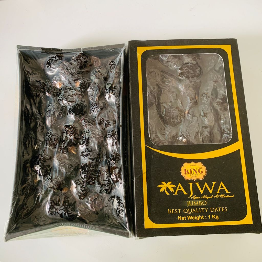 

KURMA AJWA PREMIUM 1kg | KINGDATES BOX Aliyah Jumbo Madinah | Ajwah Azwa Pack Medina Grade A Medium