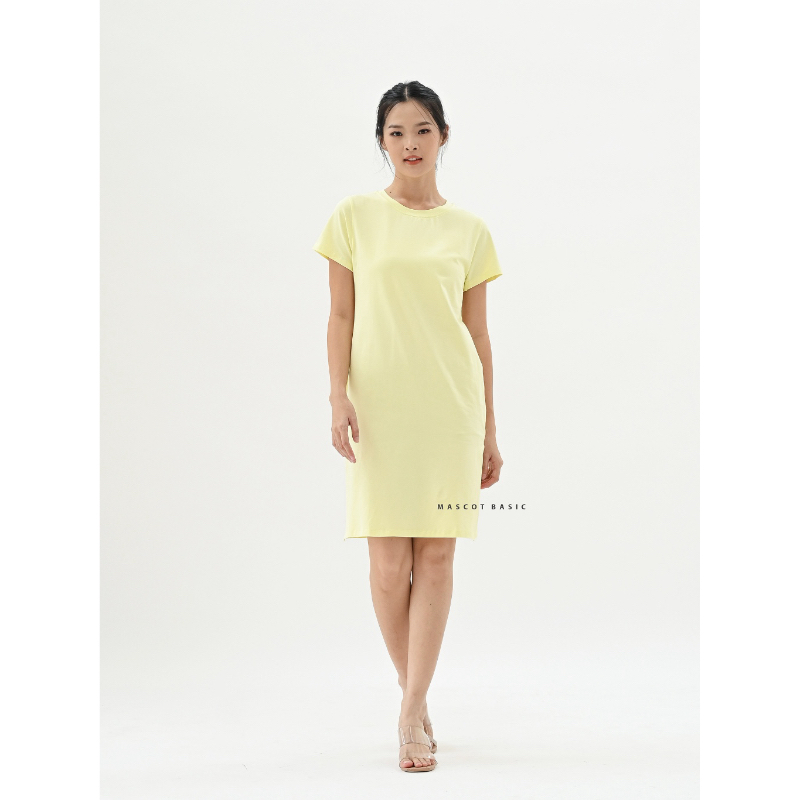 Mascot Dress Kaos Wanita Polos Lengan Pendek Bahan Katun Combed