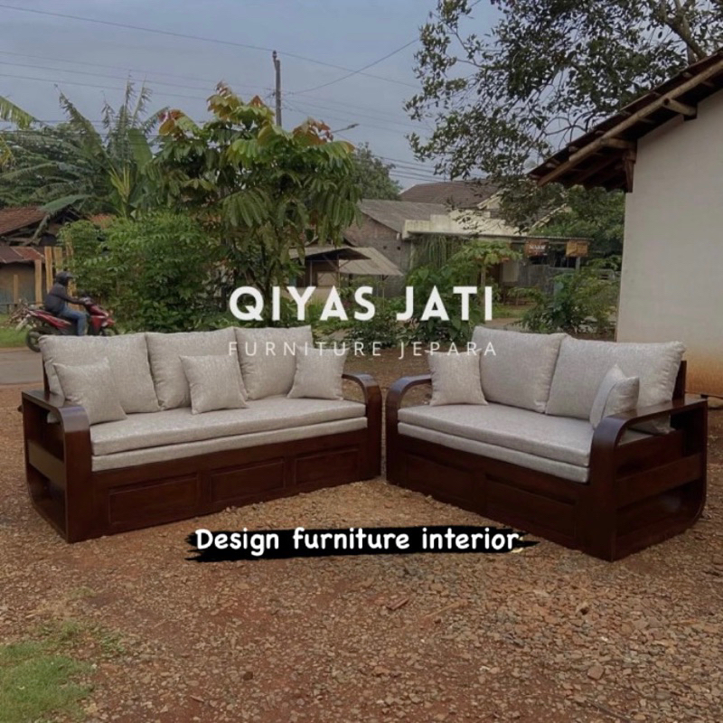 Sofa jati tua formasi 3 dan 2 seater sofa minimalis mewah