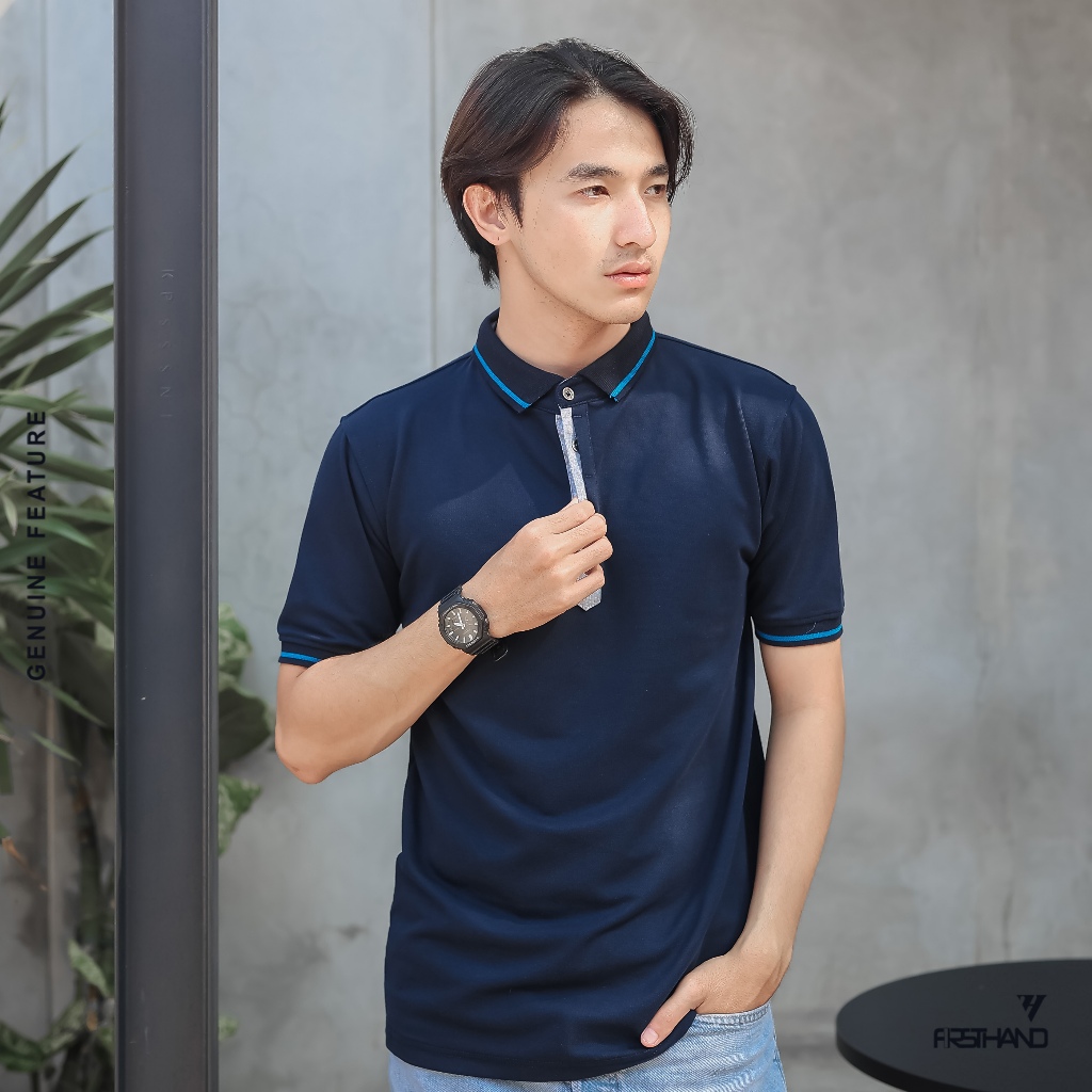 Firsthand Kaos Berkerah Arthur Baju Polo Pria Lengan Pendek Navy